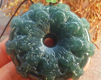 Certified Hand Carved Green Natural Myanmar Burma A Jade jadeite 9 Dragon Spit Bead Pendant Necklace