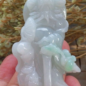 Certified Hand Carved Green Natural Myanmar Burma A Jade jadeite Zhong Kui God Bat Fan Pendant Necklace