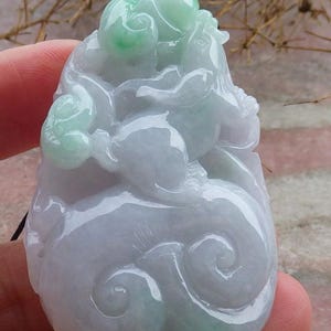 Certified Hand Carved Natural Myanmar Burma A Jade jadeite Zodiac Rabbit Ruyi Coin Pendant Necklace