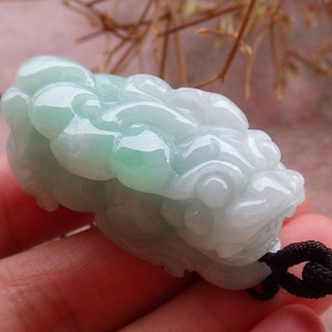 Certified Hand Carved Natural Lavender Green Myanmar Burma A Jade jadeite Dragon Pi Xiu Pendant Necklace