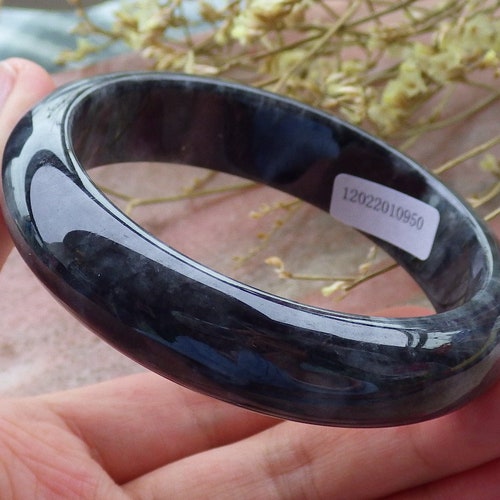 Certified shops Black 100% Natural Burma A JADE Jadeite Bangle Bracelet 57mm