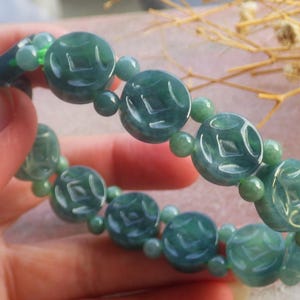 Gecertificeerde handgesneden natuurlijke Myanmar Birma-jade jadeietkralen muntarmband