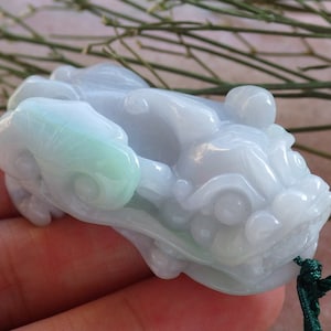 Certified Hand Carved Natural Green Myanmar Burma A Jade jadeite Dragon Pi Xiu Pendant Necklace