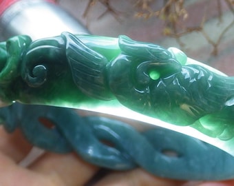 Certified Hand Carved Green Natural Myanmar Burma Grade A JADE