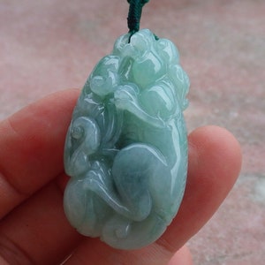 Certified Hand Carved Green Natural Myanmar Burma A Jade jadeite Dragon Pi Xiu Pendant Necklace