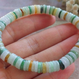 Certified Hand Carved 3 Color Natural Myanmar Burma A Jade Jadeite Bead Beads Bracelet