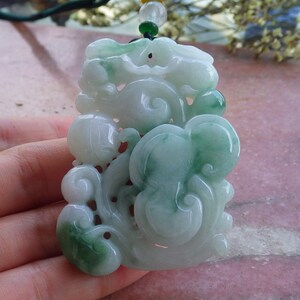 Certified Hand Carved Natural Green Myanmar Burma A Jade jadeite Zodiac Rabbit Deer Ruyi Lotus Pendant Necklace