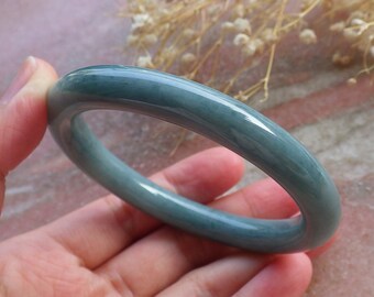 Certified Hand Carved Green 100% Natural Myanmar Burma Grade A JADE Jadeite Circle Bangle Bracelet 57mm