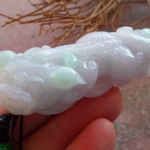 Certified Hand Carved Natural Lavender Green Myanmar Burma A Jade jadeite Dragon Pi Xiu Pendant Necklace