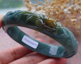 Certified Hand Carved Blue Water Green Natural Myanmar Burma A 