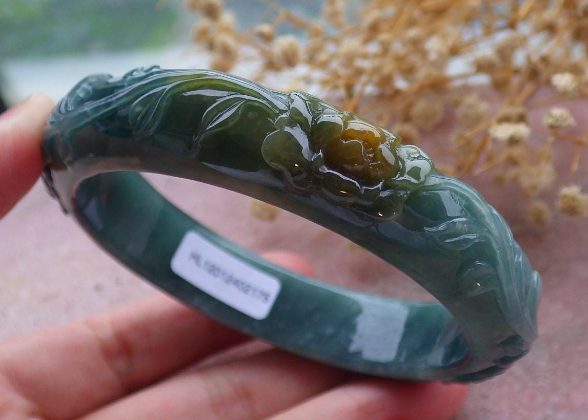 Certified Hand Carved Blue Water Green Natural Myanmar Burma A 