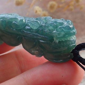 Certified Natural Hand Carved Myanmar Burma A Jade jadeite Dragon Pi Xiu Pendant Necklace