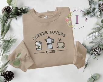 Felpa ricamata Coffee Lovers Club: regalo per amanti della caffeina
