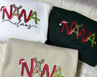 Sudadera personalizada de Nana Claus: jersey navideño personalizado