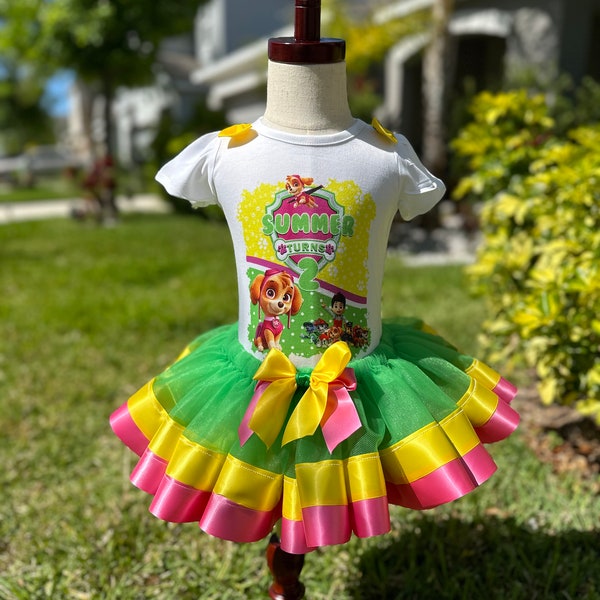 Girl Patrol Tutu Set, Cartoon, Girl Birthday, Girls Birthday, Birthday outfit, Custom Gifts, Tutu Set, Paw Birthday