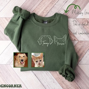 Personalized animal sweatshirt, dog, cat, rabbit, personalized hooded sweater, pets, line art, minimalist drawing, gift image 1