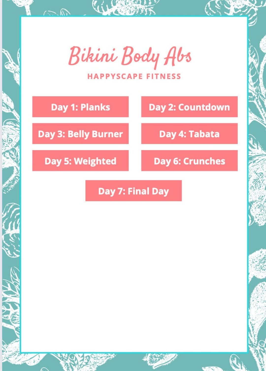 Bikini Body Abs Workout Plan Etsy