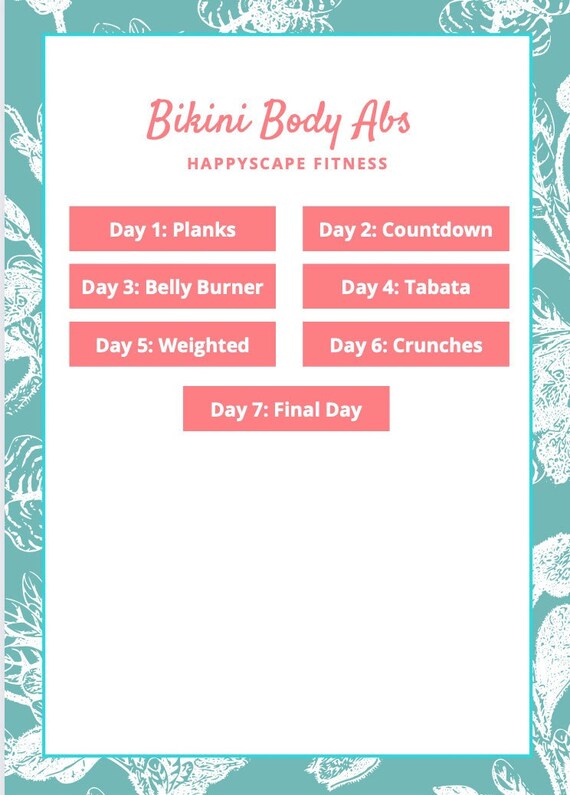 Bikini Body Abs Workout Plan Etsy