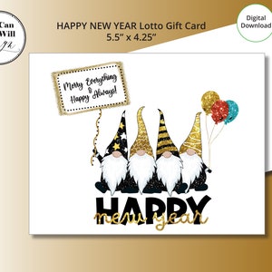 Biglietto di auguri per il cliente immobiliare di buon anno, Marketing di Capodanno, Biglietto di auguri di Capodanno, Biglietto di auguri di Capodanno per il marketing degli agenti immobiliari, Gnomi glitterati, Caligrafia