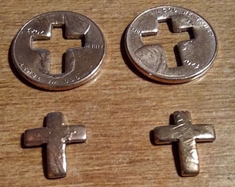Cross cut out from Lincoln Cent with penny. Unique Novelty. Religious.