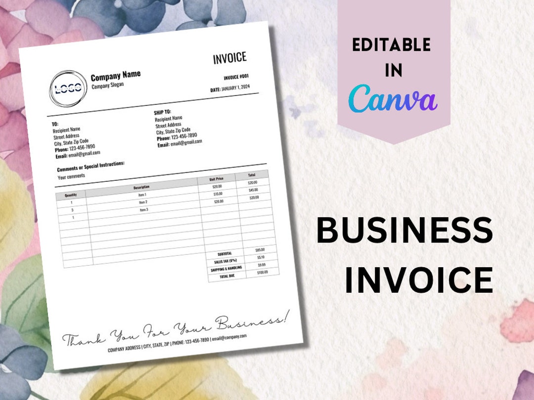 Invoice Template | Editable Template Invoice for Businesses ...