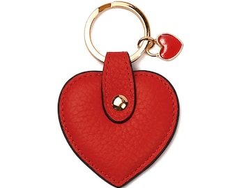 Handmade Genuine Leather Heart-Shaped Keyring