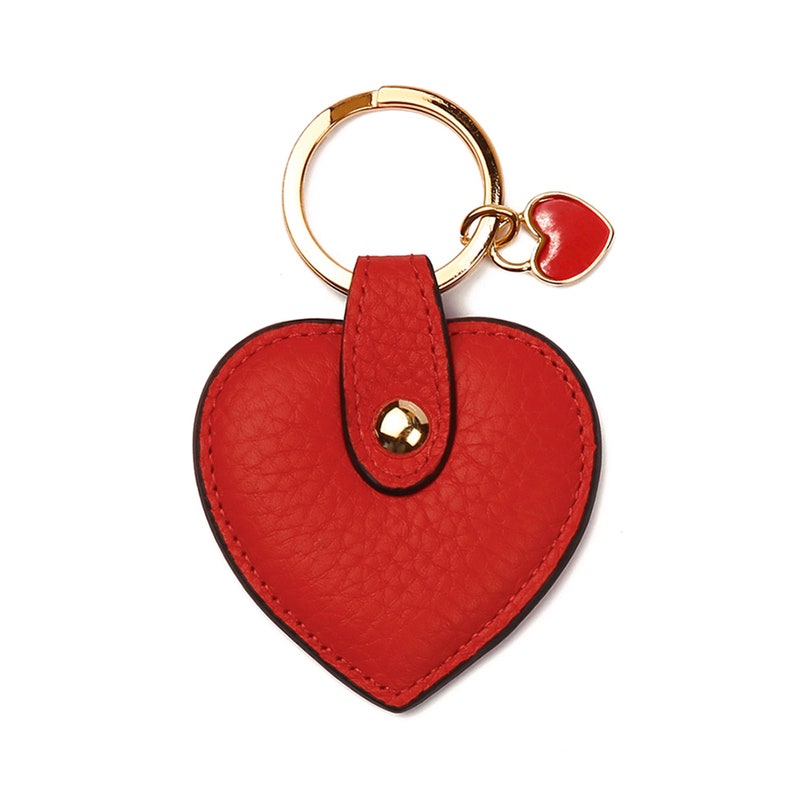 Handmade Genuine Leather Heart-Shaped Keyring image 1