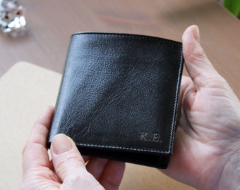 Personalized Handmade Genuine Leather Wallet | Black | Vegetable-Tanned