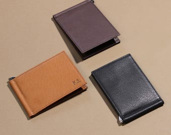 Billetera de cuero personalizada con dos pliegues