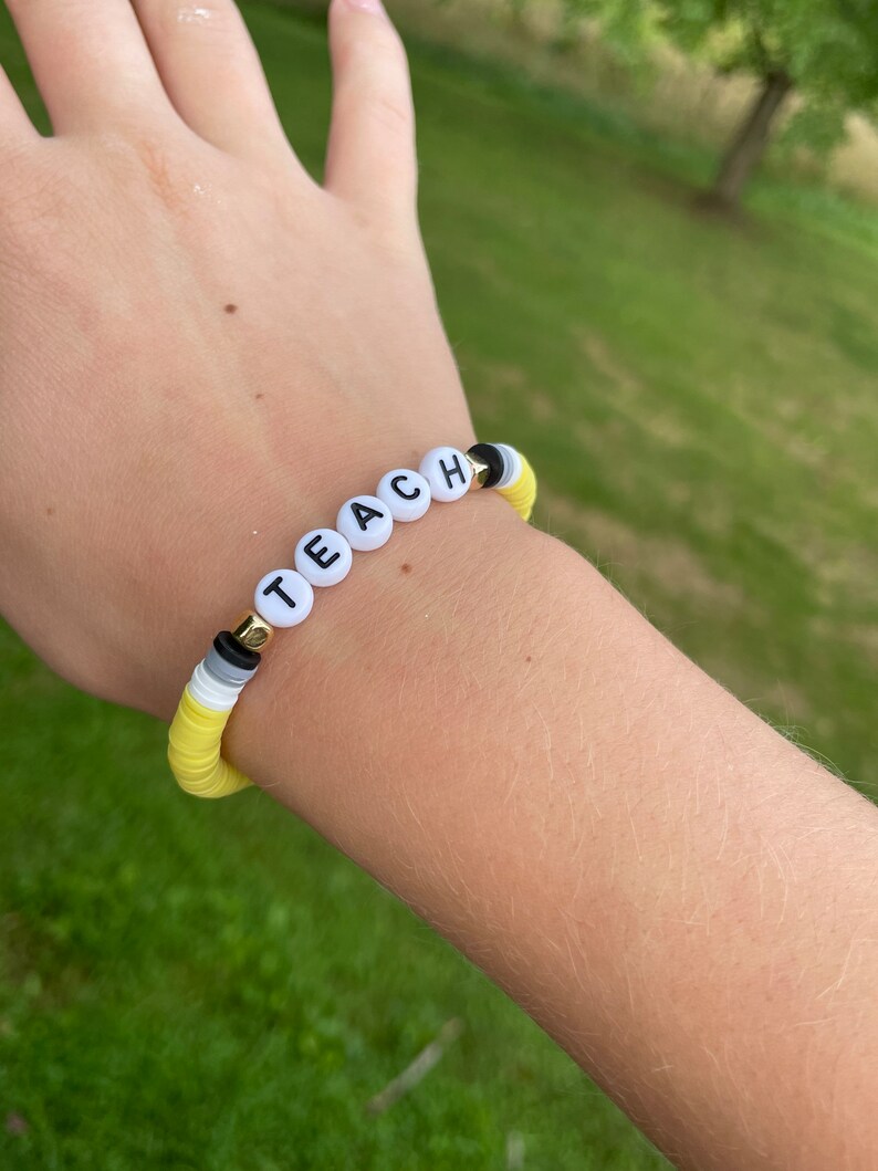 Pencil Teacher Clay Bead Bracelet 2022 Teach Etsy UK