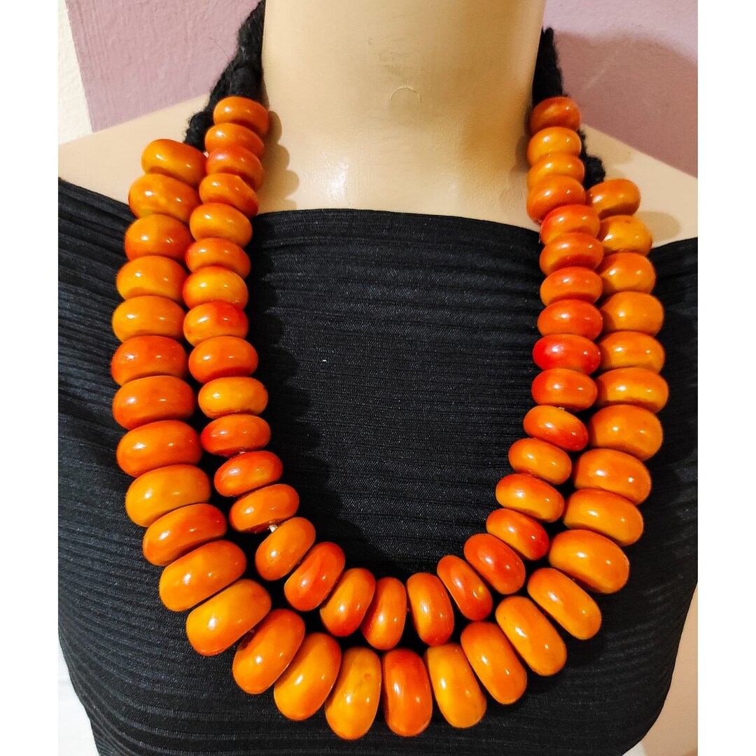 Collier En Ambre Naturel - Bijou Ancien Style (Neuf Sans Emballage)