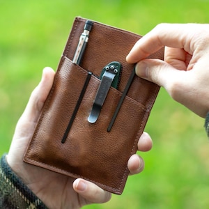 Bolsa EDC con bolsillos ajustables / Organizador de bolsillo EDC / Billetera EDC de cuero sintético / Organizador de herramientas para uso diario Bolsillo para notas de campo