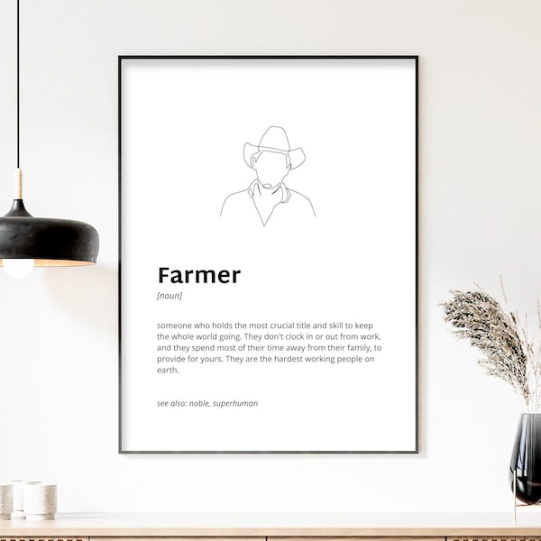 Farmer Definition Print, Printable Art, Wall Art Prints, Instant Download, Quote Print, Minimalist Print, Modern Art, Farmer Gift, Wall Art