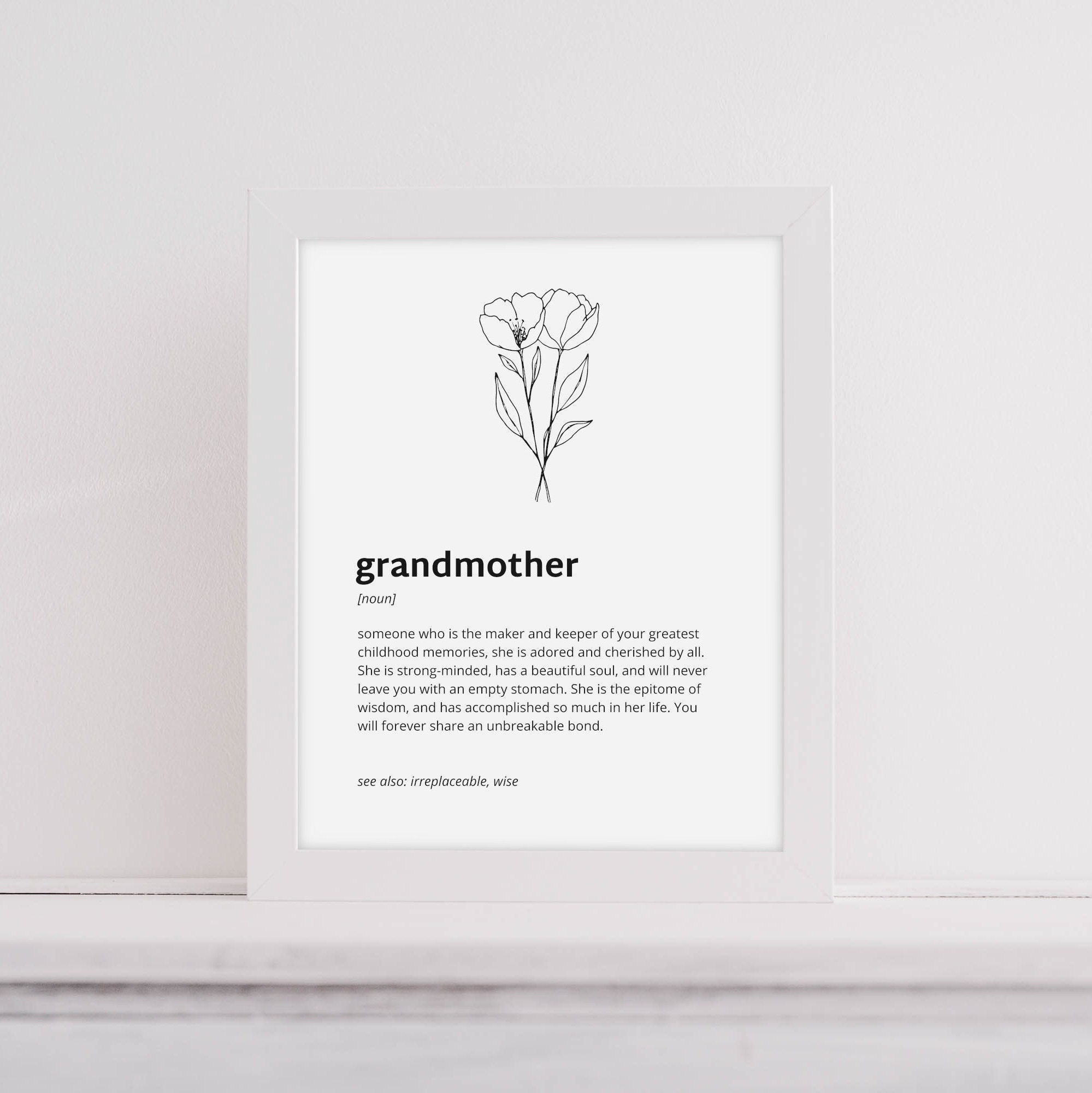 Grandmother Definition Print, Printable Art, Instant Download, Quote