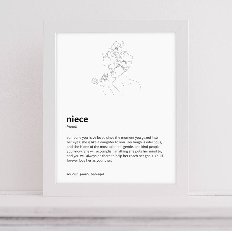 Niece Definition Print, Printable Art, Instant Download, Quote Print