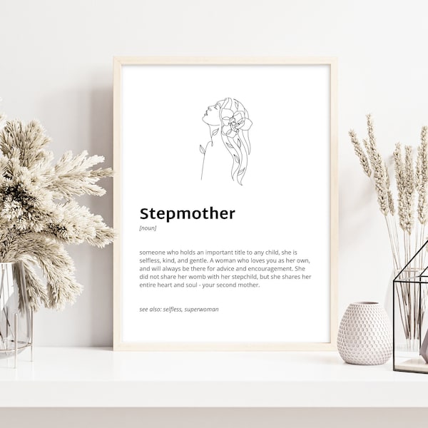 Stepmother Definition Print, Printable Art, Instant Download, Quote Print, Minimalist Print, Modern Art, Stepmother Gift, Family Gift