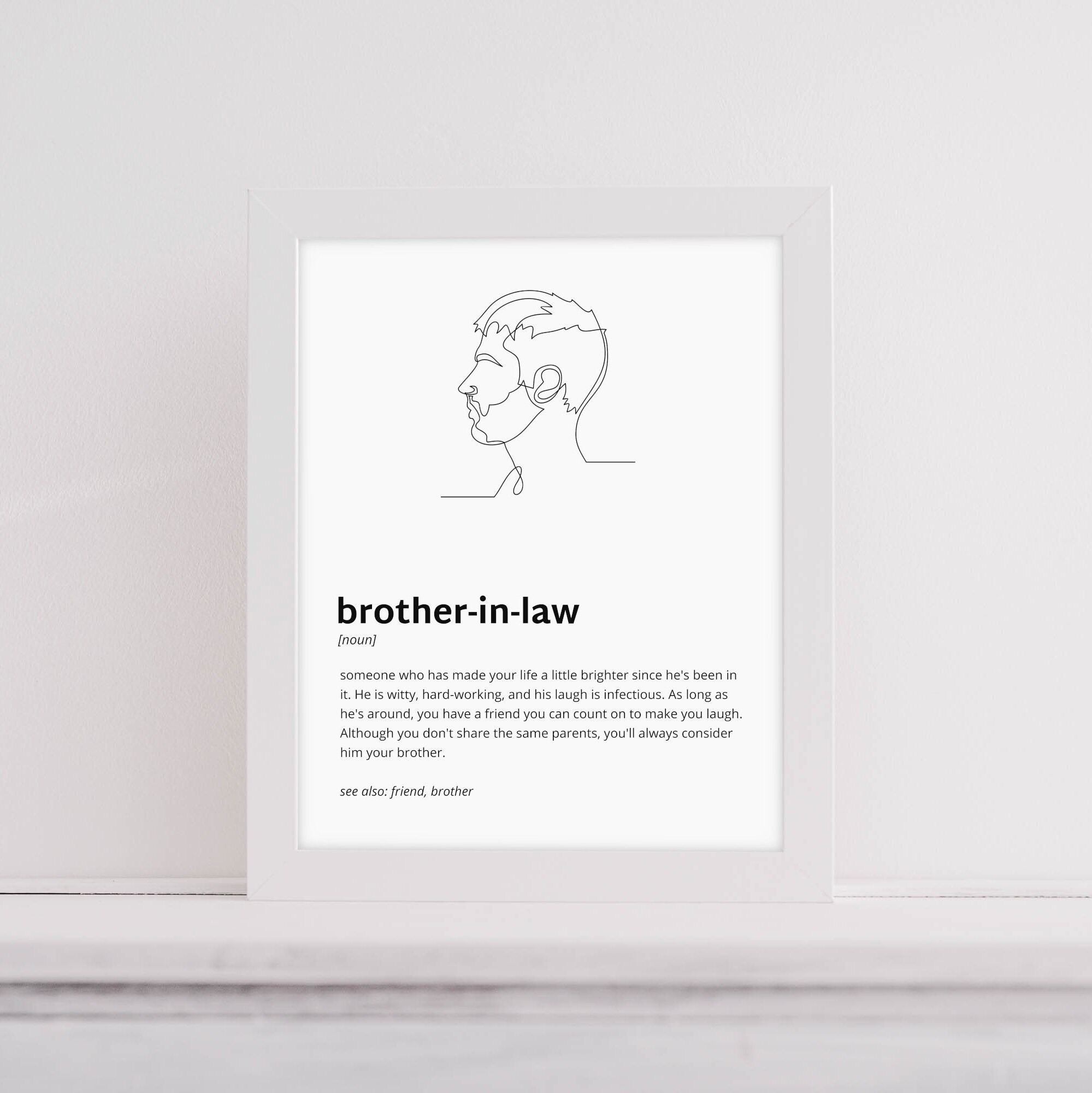 Brotherinlaw Definition Print, Printable Art, Instant Download, Quote Print, Minimalist Print