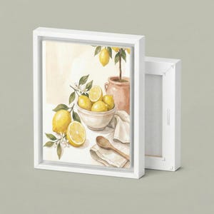 Citronstilleben Canvastavla, Lantlig köksdekor, Inramad tavla bild 7