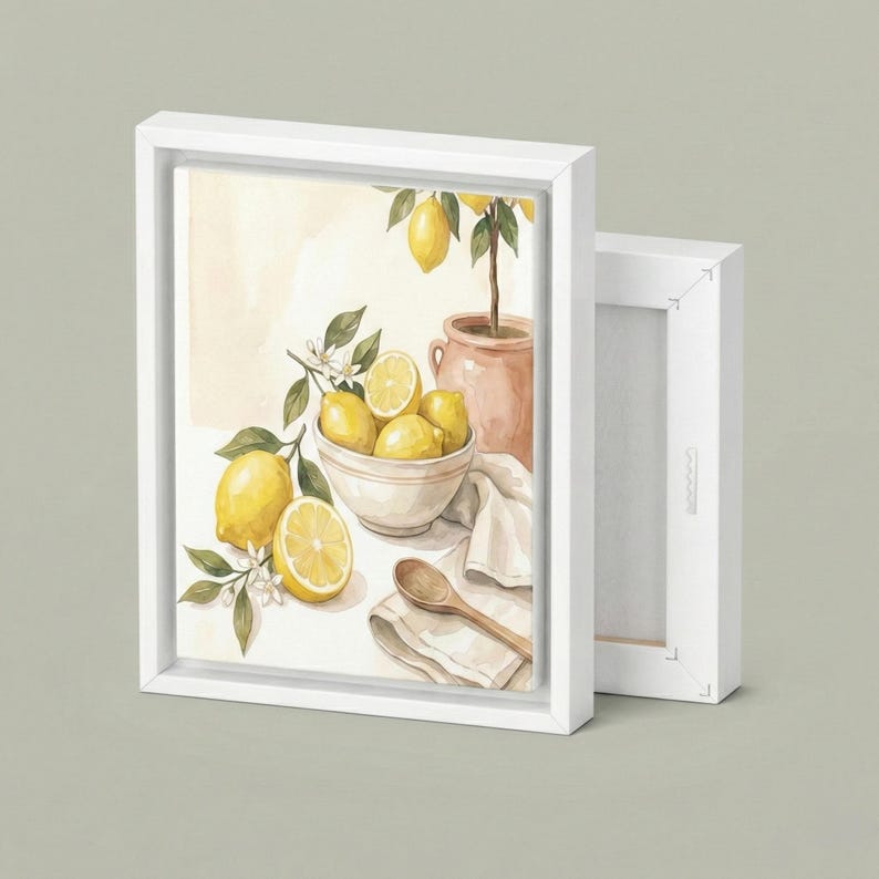 Citronstilleben Canvastavla, Lantlig köksdekor, Inramad tavla bild 7