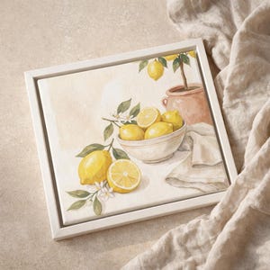 Citronstilleben Canvastavla, Lantlig köksdekor, Inramad tavla bild 11