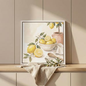 Citronstilleben Canvastavla, Lantlig köksdekor, Inramad tavla bild 1