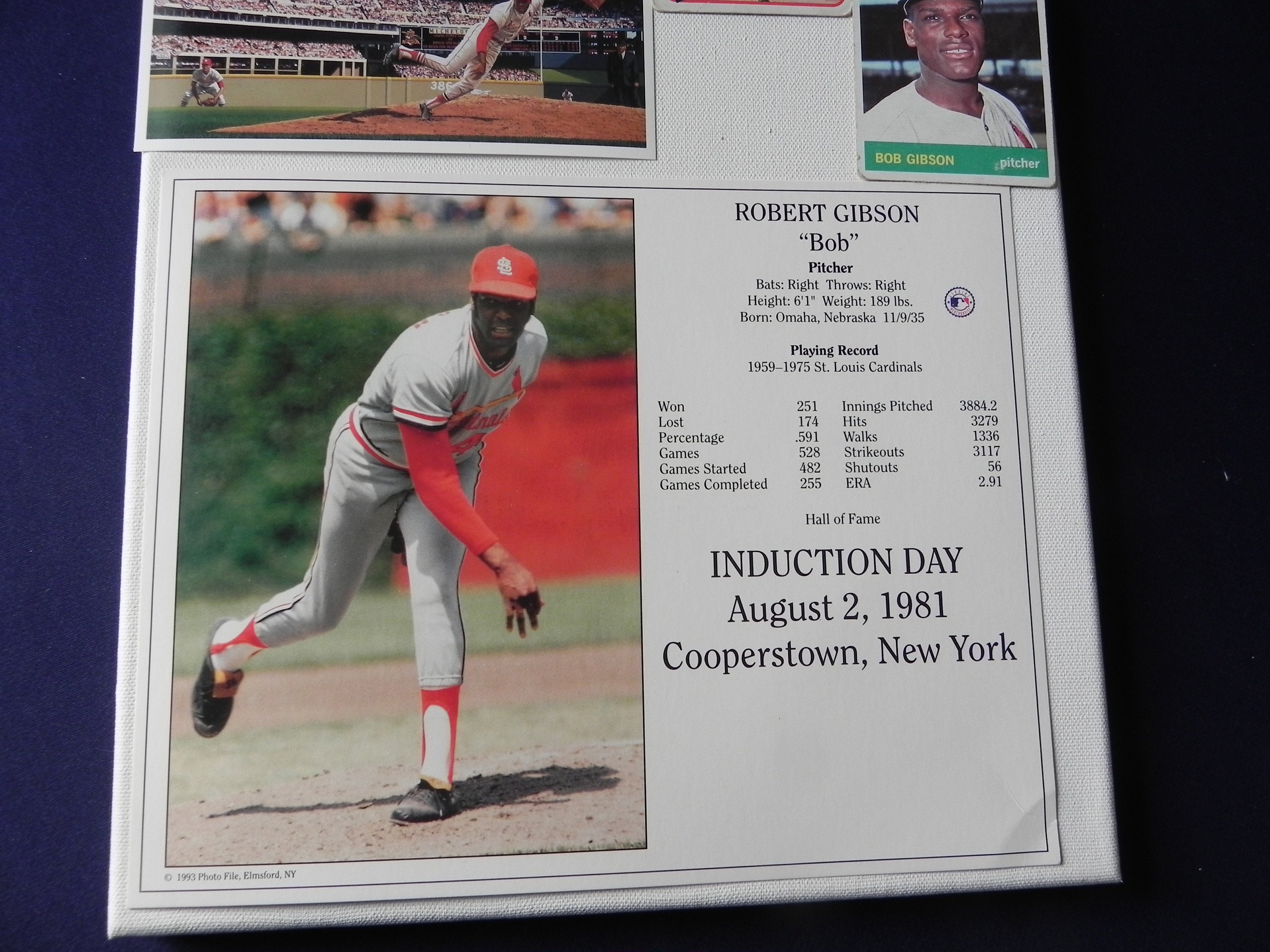 Bob Gibson Hall of Fame Card and Beautiful Art Card and 