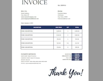 Plantilla de factura imprimible - Excel/PDF