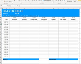 Hourly/Daily/Weekly Schedule Template - Excel