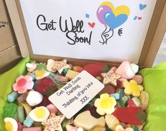 Get Well Soon LetterBox Sweets - Personalised Gift - Sweet Gift Box - Pick and Mix Sweets - Gifts for Him/Her