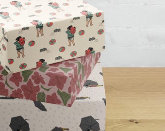 Toddler Inspired Wrapping Paper Set | Whimsical Floral, Beach, Rainy Day Gift Wrap