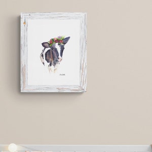 Cow Watercolor Painting, Original Animal Art, Wall Art, Home Decor, Hand Painted Art