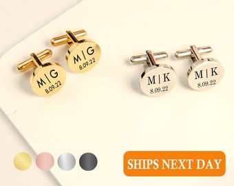 Personalized Cufflinks Groom Cuff Links Set Custom Engraved Groomsmen Gifts for Him Groomsman Gift Dad Best Man Father of the Bride