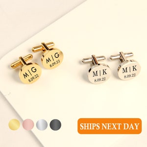 Personalized Cufflinks Groom Cuff Links Set Custom Engraved Groomsmen Gifts for Him Groomsman Gift Dad Best Man Father of the Bride