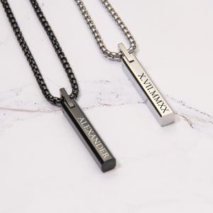 Collier bar personnalisé pour homme pendentif prénom gravé personnalisé bijoux colliers cadeaux pour lui papa petit ami cadeau pour papa mari